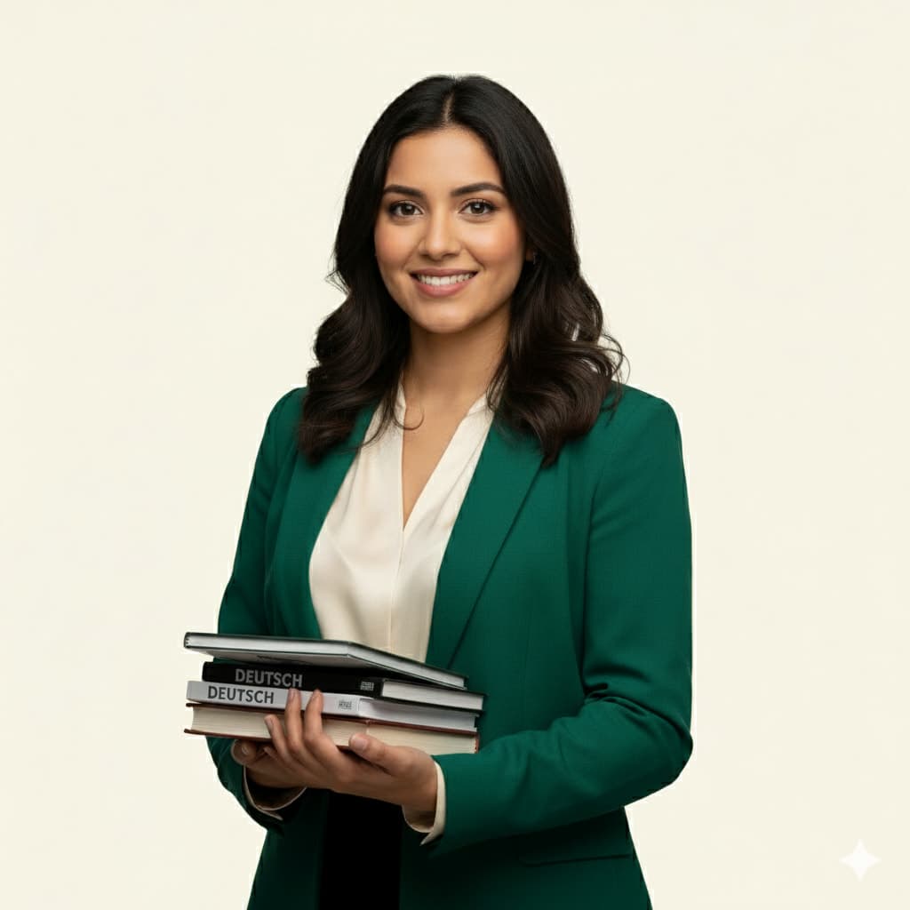 Smiling student holding books